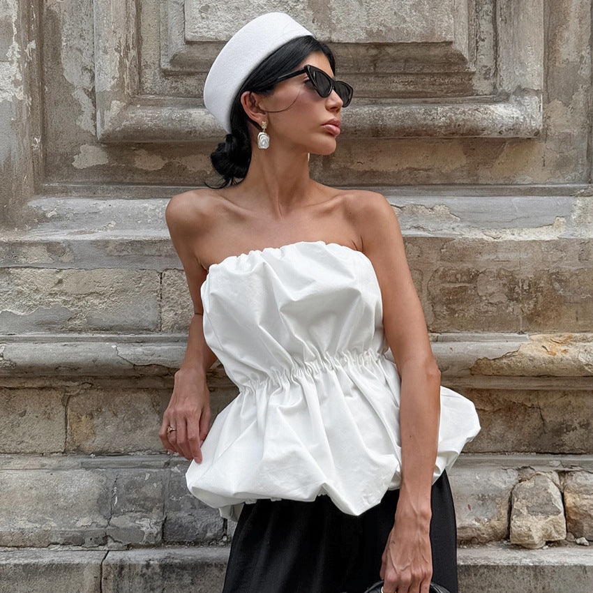 Tube Top Graceful Personality Waist Balloon Top