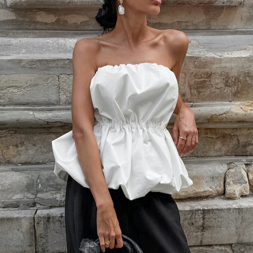 Tube Top Graceful Personality Waist Balloon Top