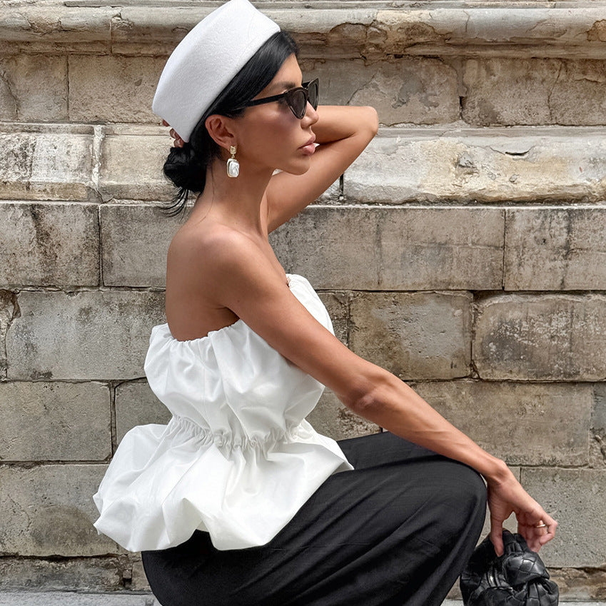 Tube Top Graceful Personality Waist Balloon Top